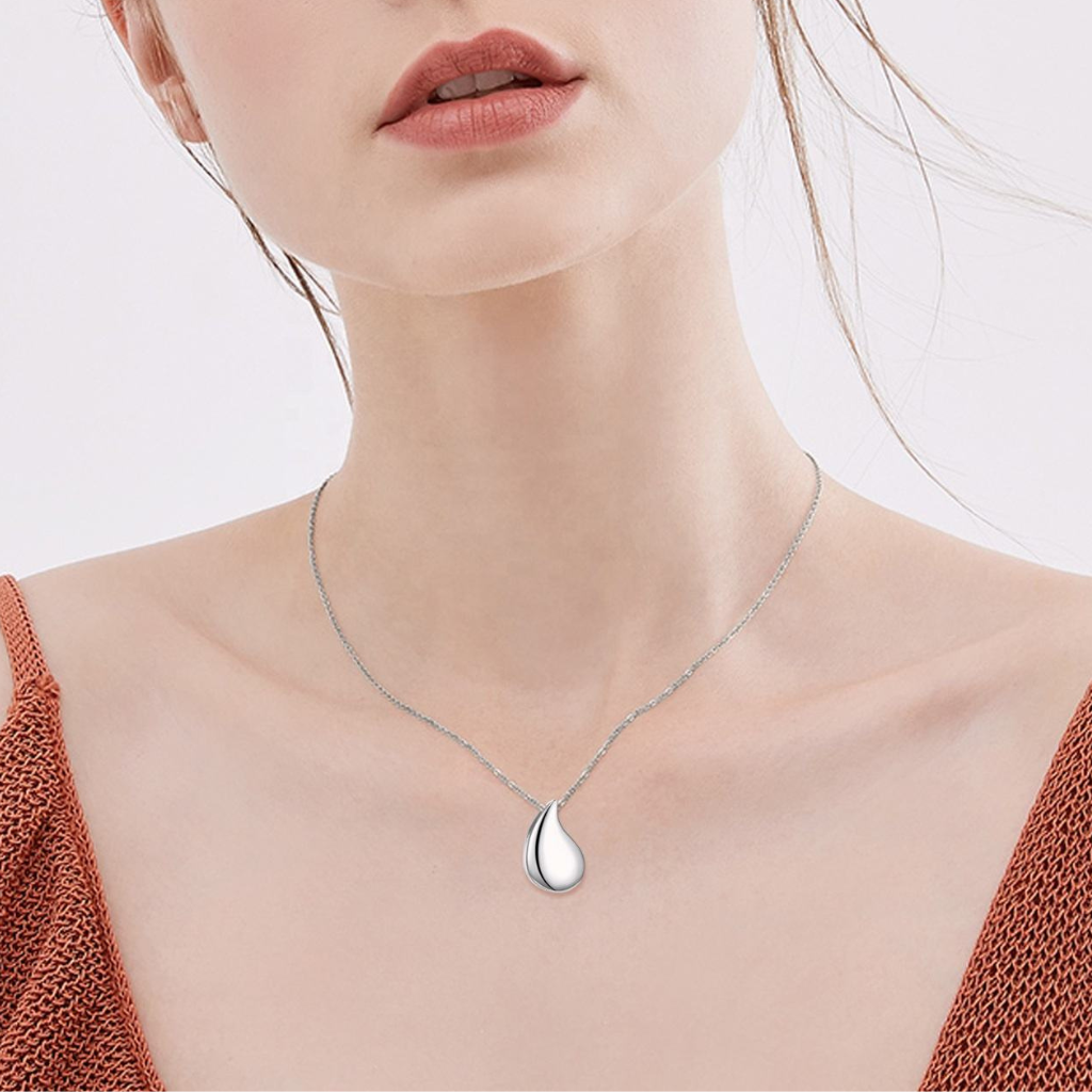 Teardrop Cremation Necklace Sterling Silver