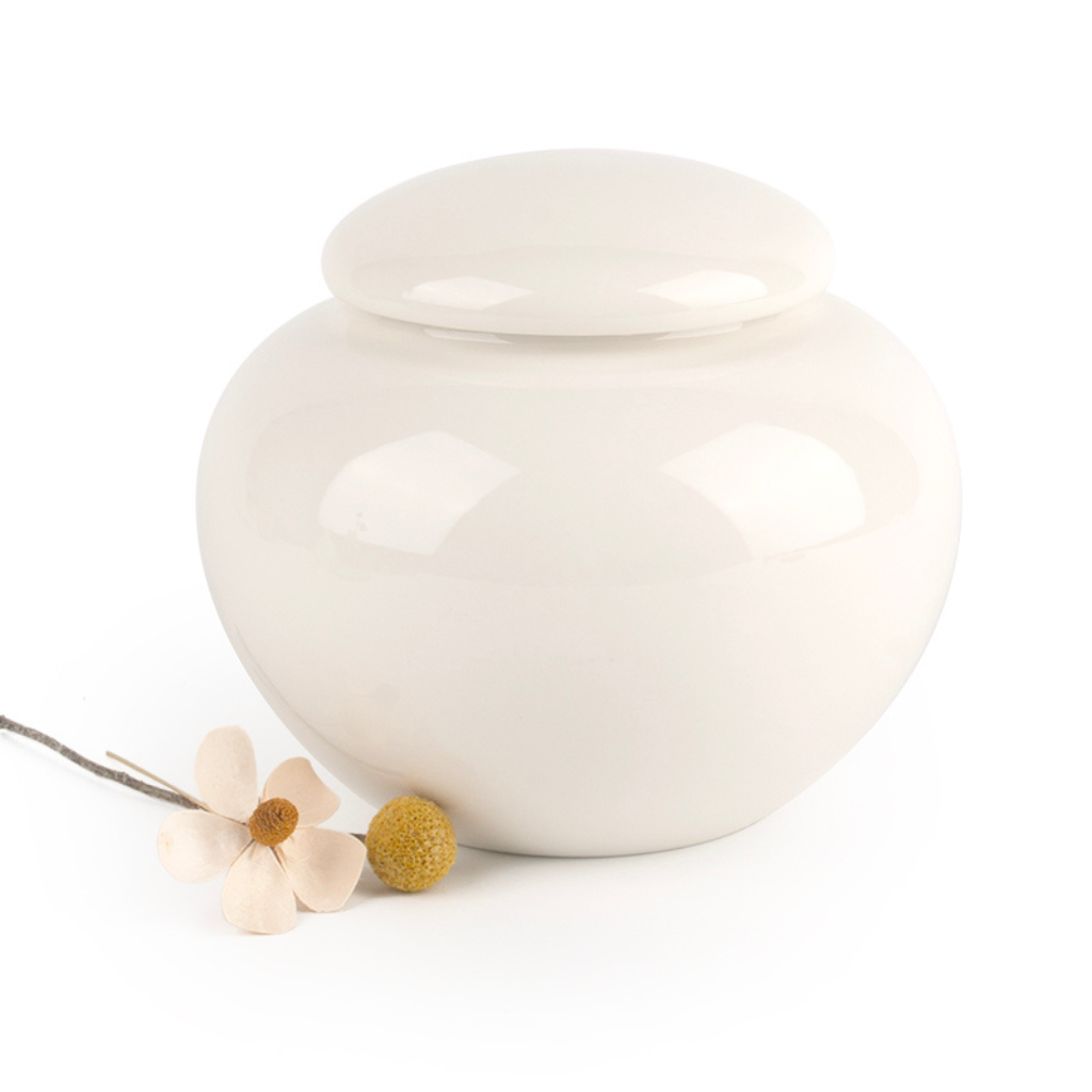 White Small Ceramic Urn