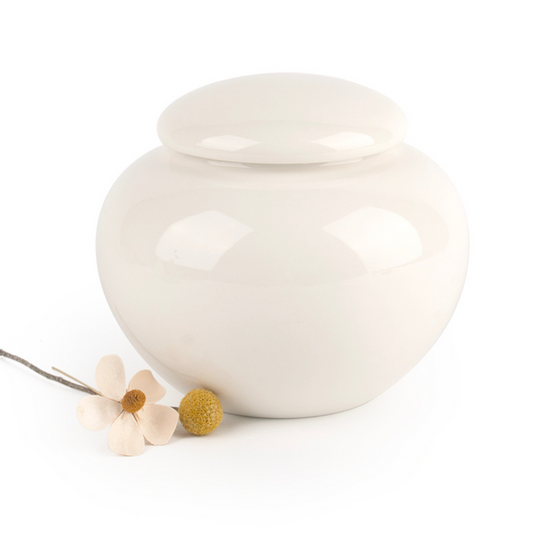 White Small Ceramic Urn