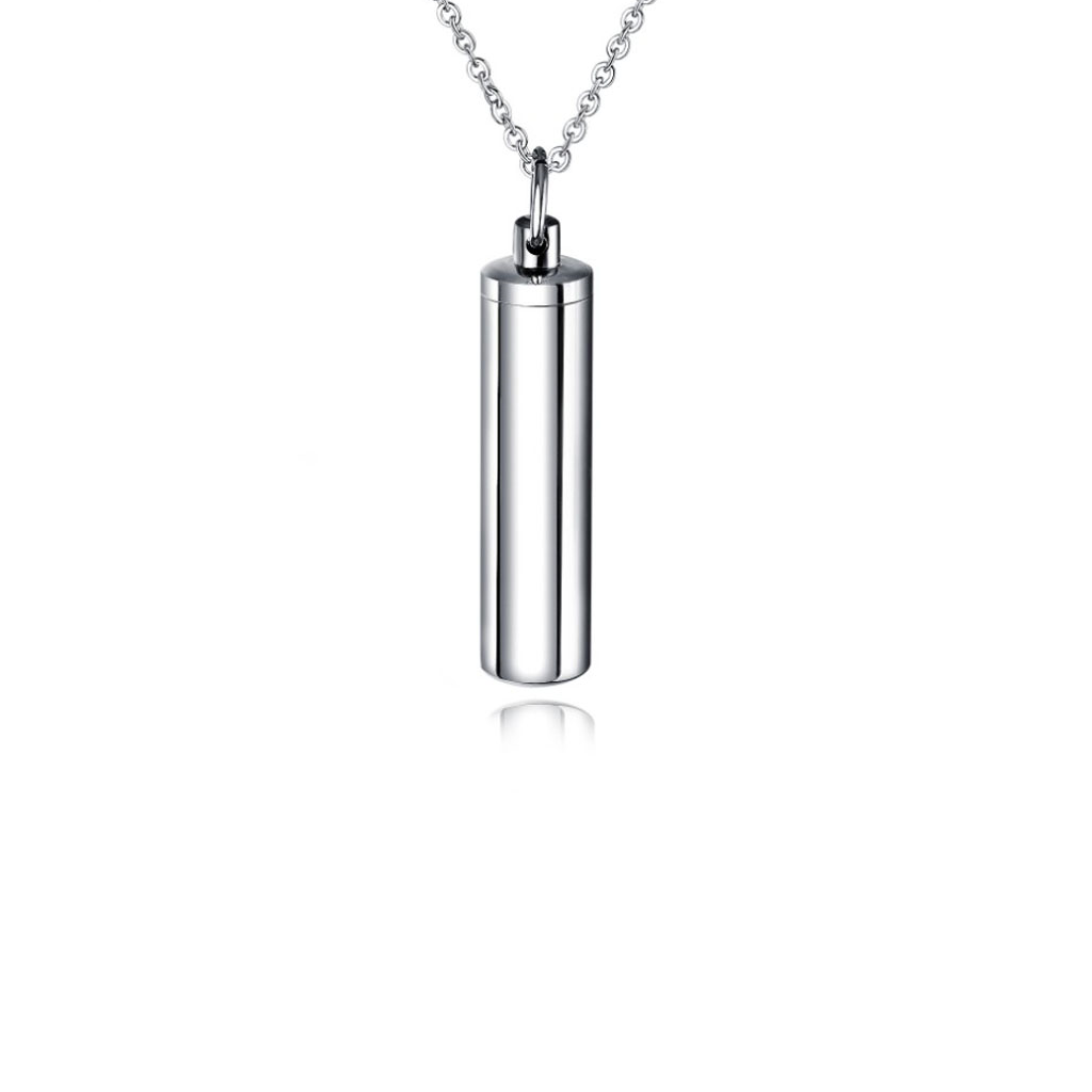 Classic Capsule Cremation Necklace Stainless Steel