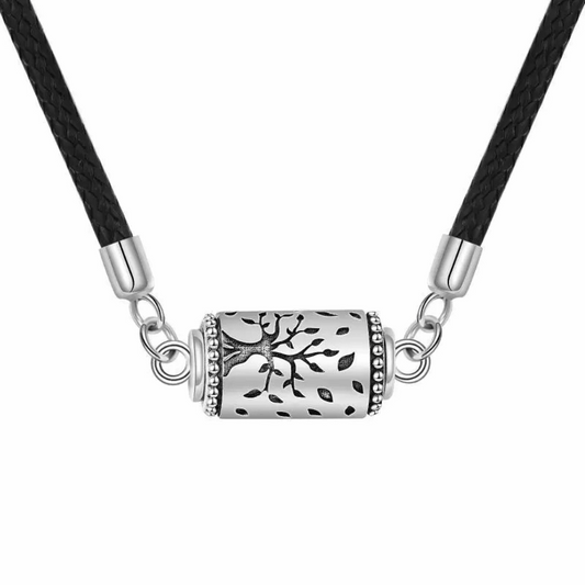 Rope Chain Tree Capsule Cremation Necklace Sterling Silver