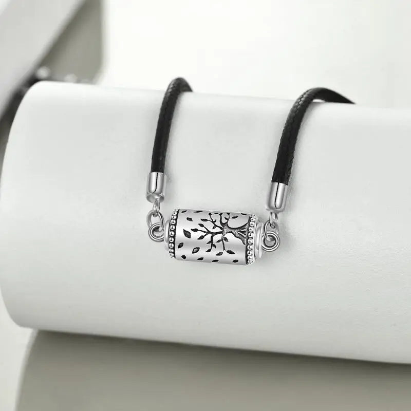 Rope Chain Tree Capsule Cremation Necklace Sterling Silver