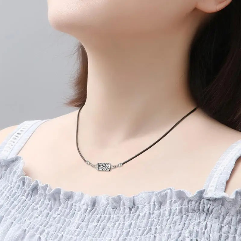 Rope Chain Tree Capsule Cremation Necklace Sterling Silver