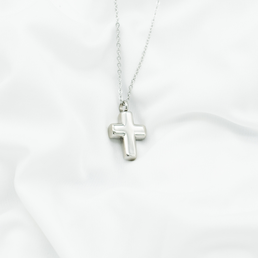 Classic Cross Cremation Necklace Stainless Steel