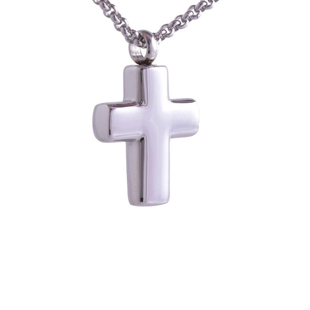 Classic Cross Cremation Necklace Stainless Steel