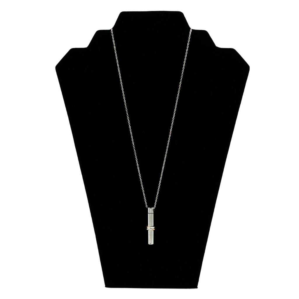 Banded Capsule Cremation Necklace Stainless Steel