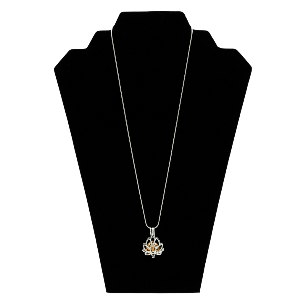 Lotus Heart Cremation Necklace Stainless Steel