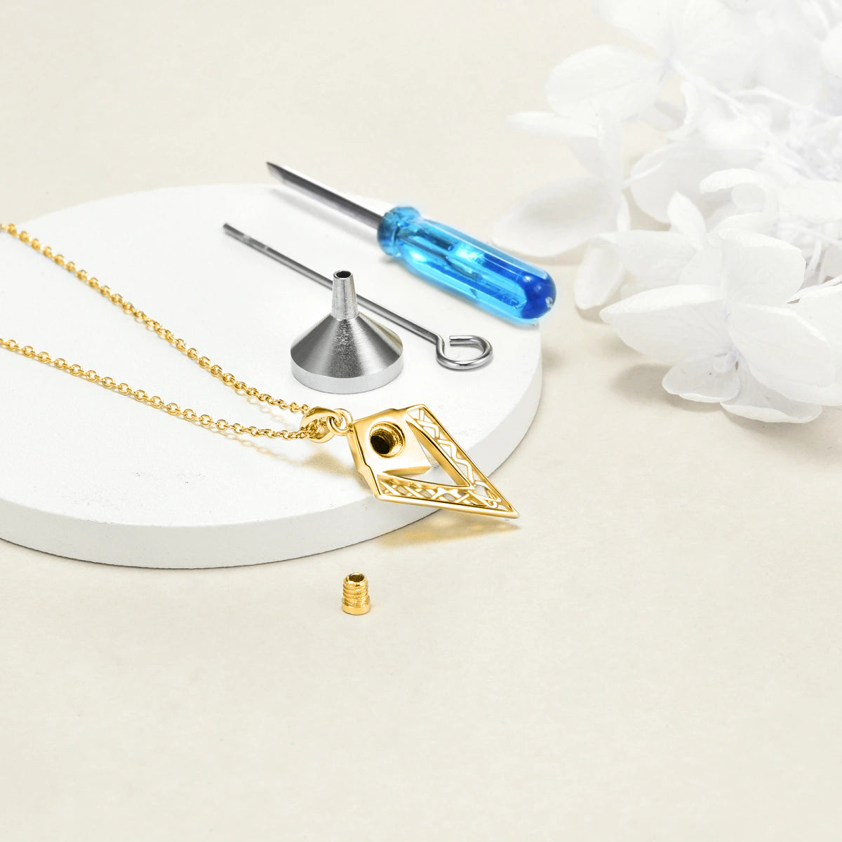Diamond Cremation Necklace Gold Vermeil
