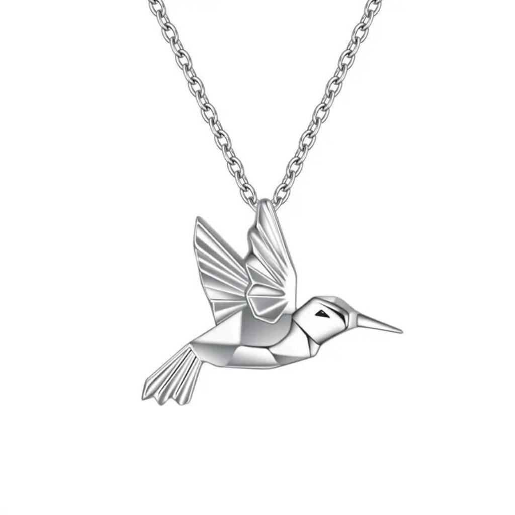 Abstract Bird Cremation Necklace Sterling Silver