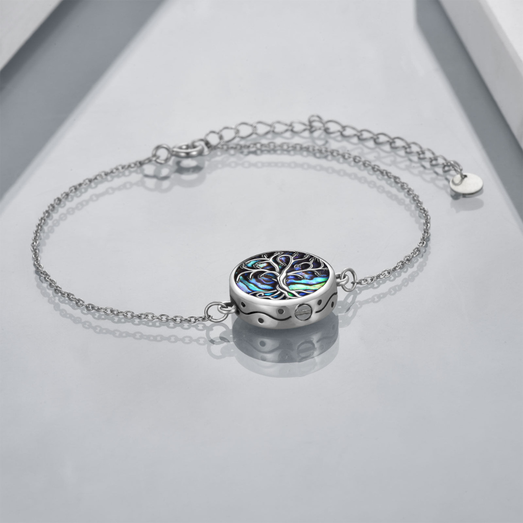 Abalone Tree Cremation Bracelet Sterling Silver