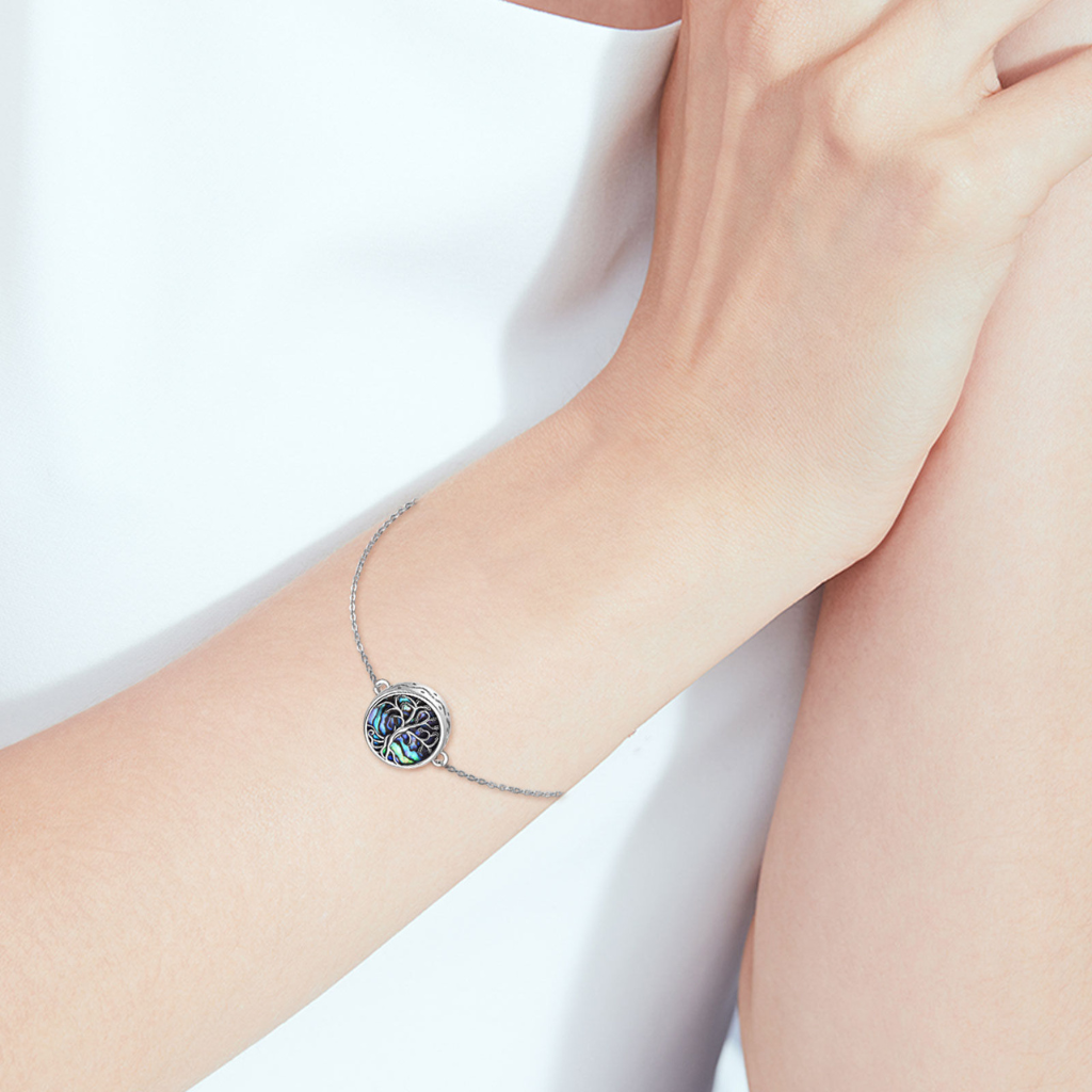 Abalone Tree Cremation Bracelet Sterling Silver