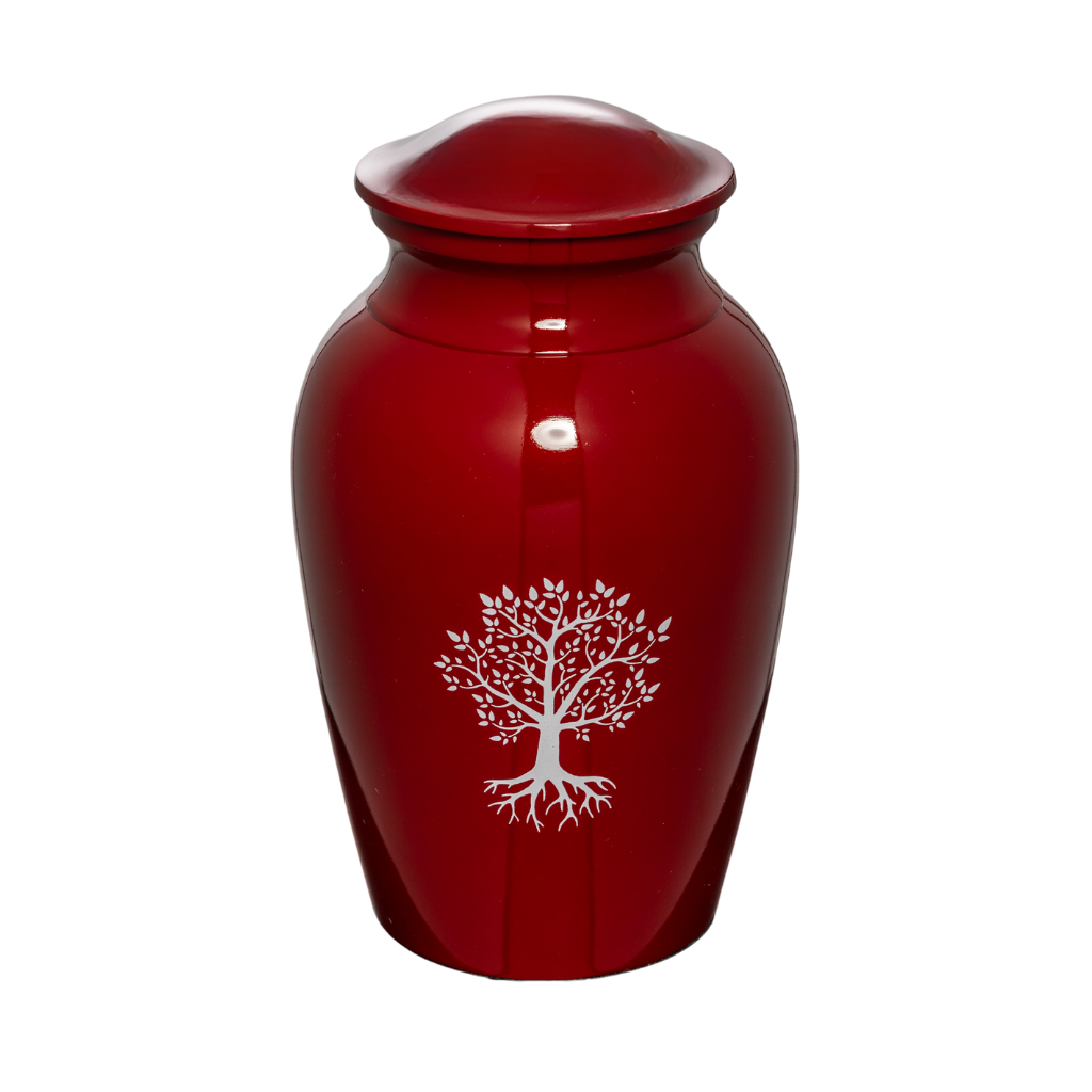 Tree Red Aluminium Urn