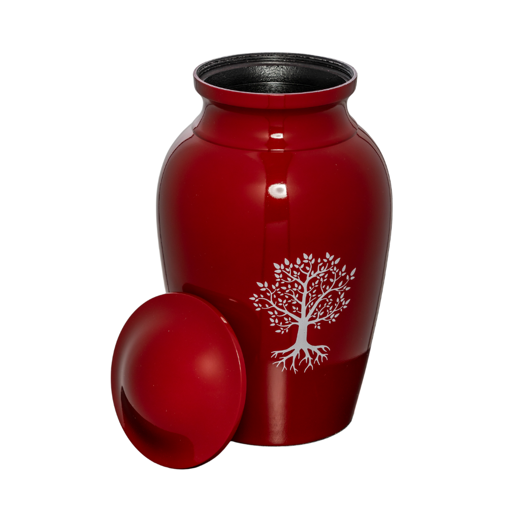 Tree Red Aluminium Urn