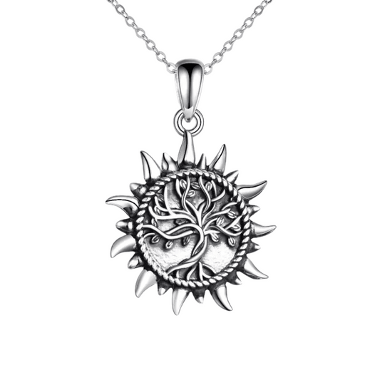 Tree Sun Cremation Necklace Sterling Silver