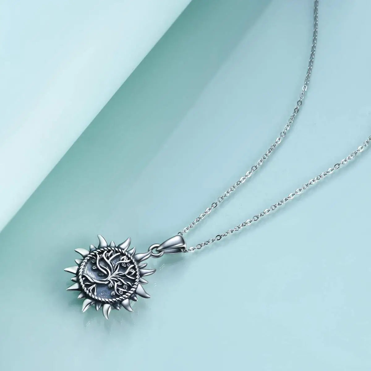 Tree Sun Cremation Necklace Sterling Silver