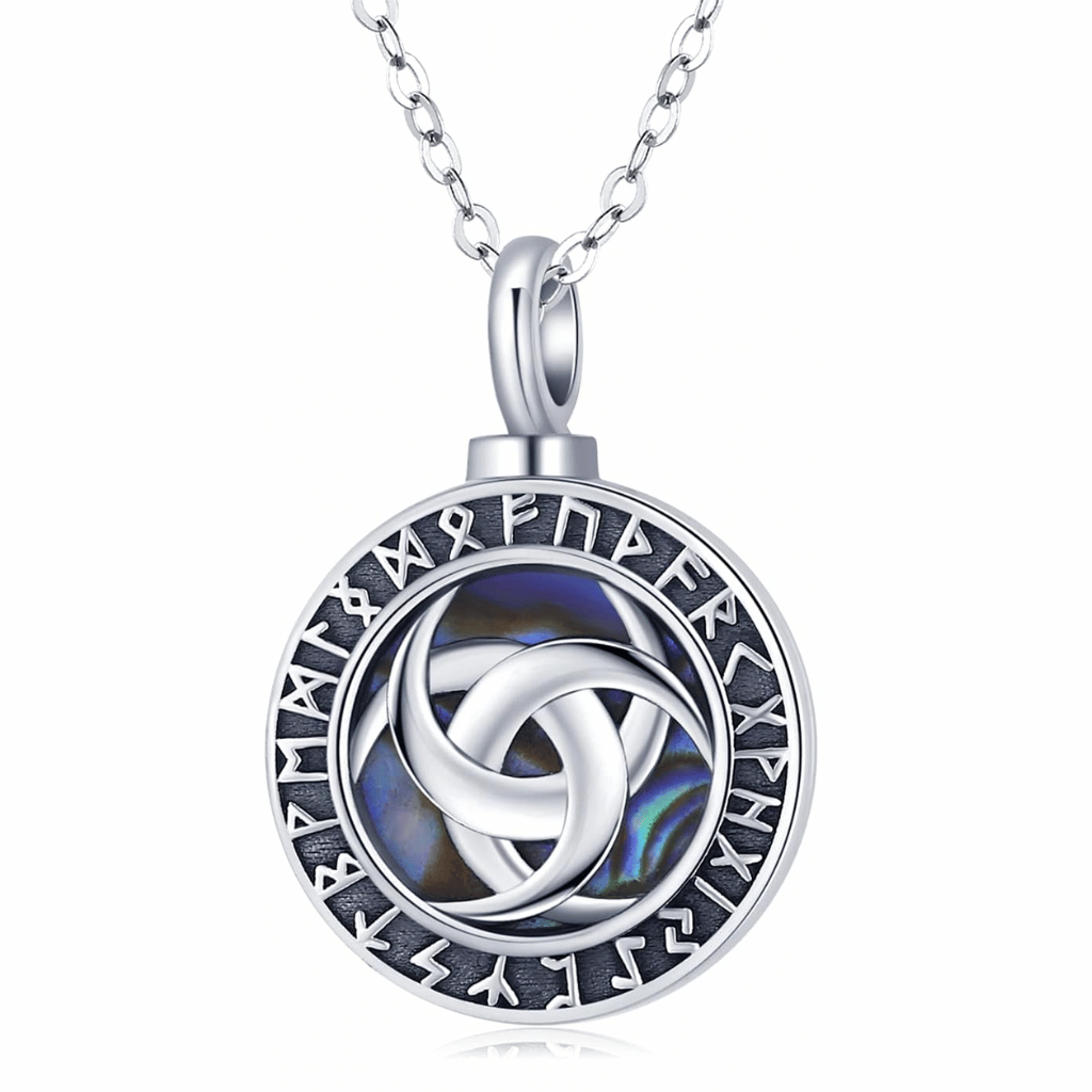 Runic Abalone Cremation Necklace Sterling Silver