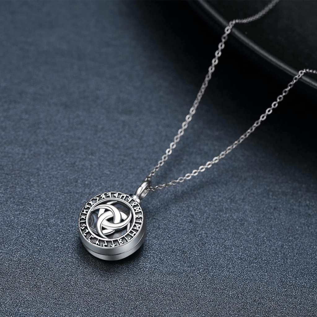 Runic Abalone Cremation Necklace Sterling Silver