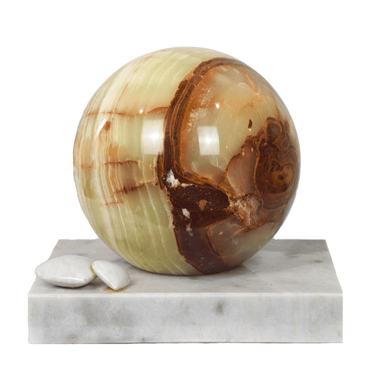 Jade Sphere Marble Cremation Urn With Base