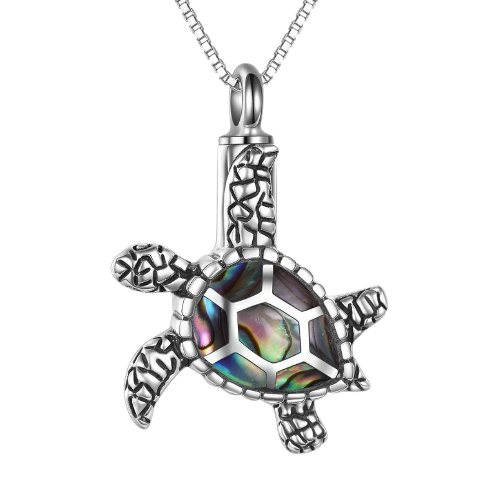 Abalone Turtle Cremation Necklace Sterling Silver