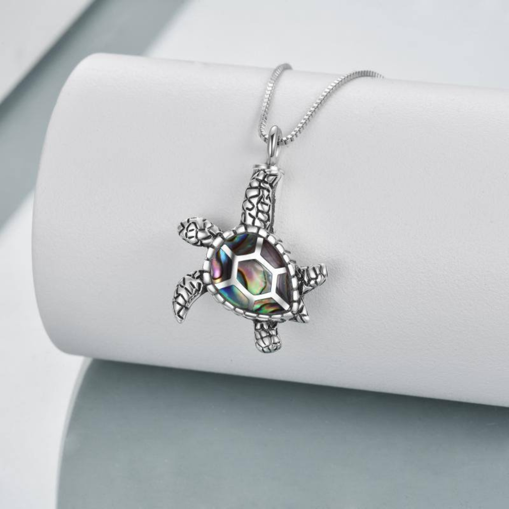 Abalone Turtle Cremation Necklace Sterling Silver