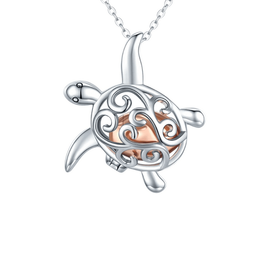 Hollow Turtle Cremation Necklace Sterling Silver