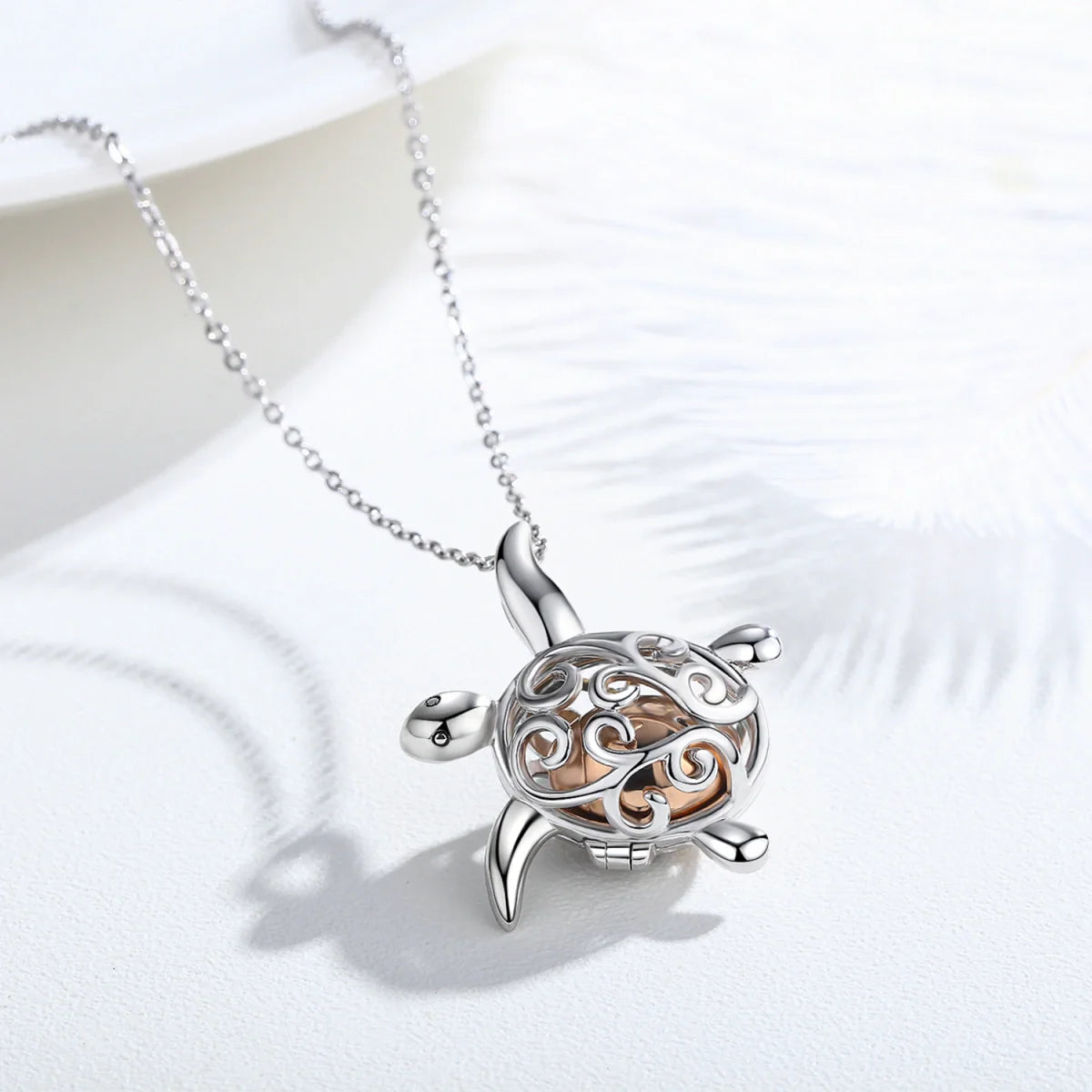 Hollow Turtle Cremation Necklace Sterling Silver