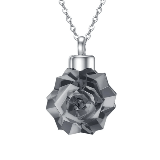 Black Rose Cremation Necklace Sterling Silver