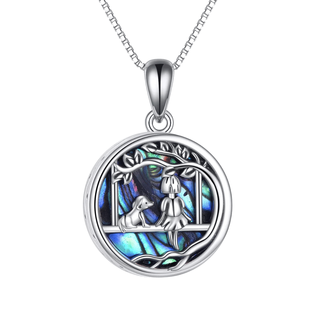 Abalone Shell Dog Cremation Necklace Sterling Silver