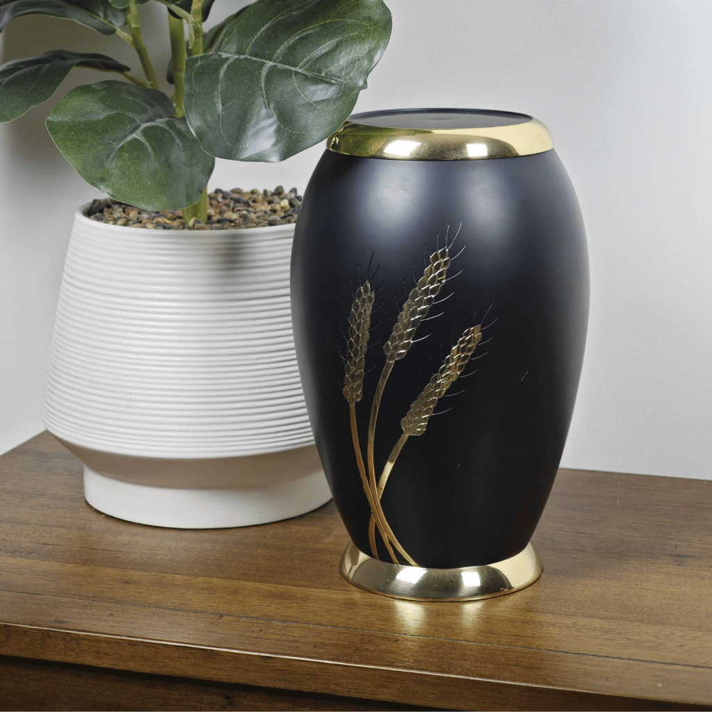Floral Wreath Brass Cremation Urn